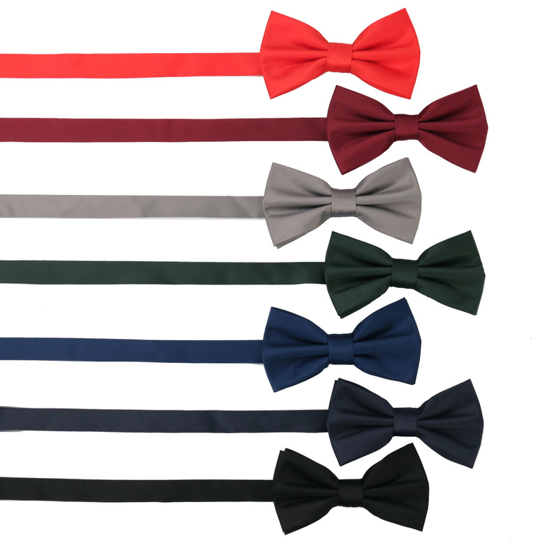 Solid color business bow tie men's double layer polyester shirt suit accessories bow tie groom best man wedding bow tie wholesale