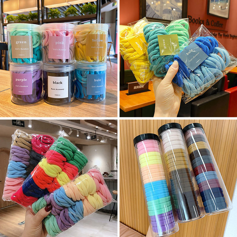 Alto elástico grueso banda de pelo sin costuras cuerda de pelo lazo femenino banda de goma coreano simple tocado accesorios para el cabello cuerda de pelo cubierta de cuero