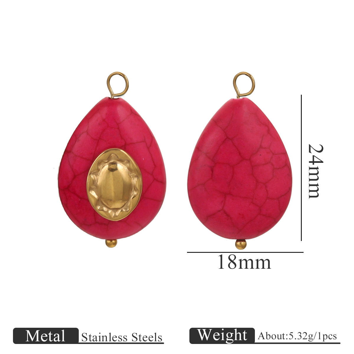 Nuevo acero inoxidable gota de piedra imitación de piedra natural agujas dobladas hechas a mano accesorios DIY accesorios al por mayor