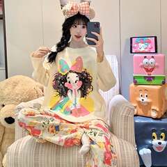 实体批发现货发春秋季新款睡衣少女长袖棉质卡通可爱学生家居服套