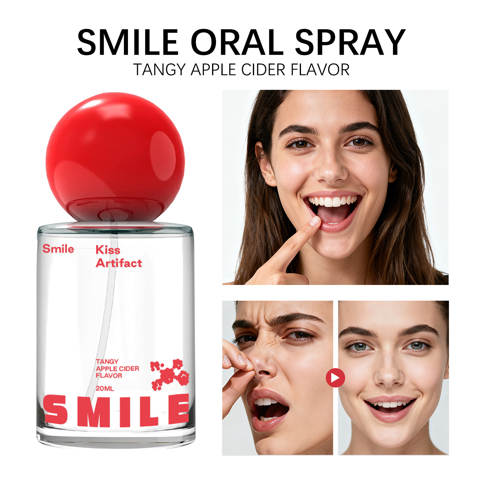 Cross-Border Smile Oral Spray Freshens Breath, Cleanses and Leaves Fragrance Portable Apple Cider Flavor Fresh Oral Care Spray