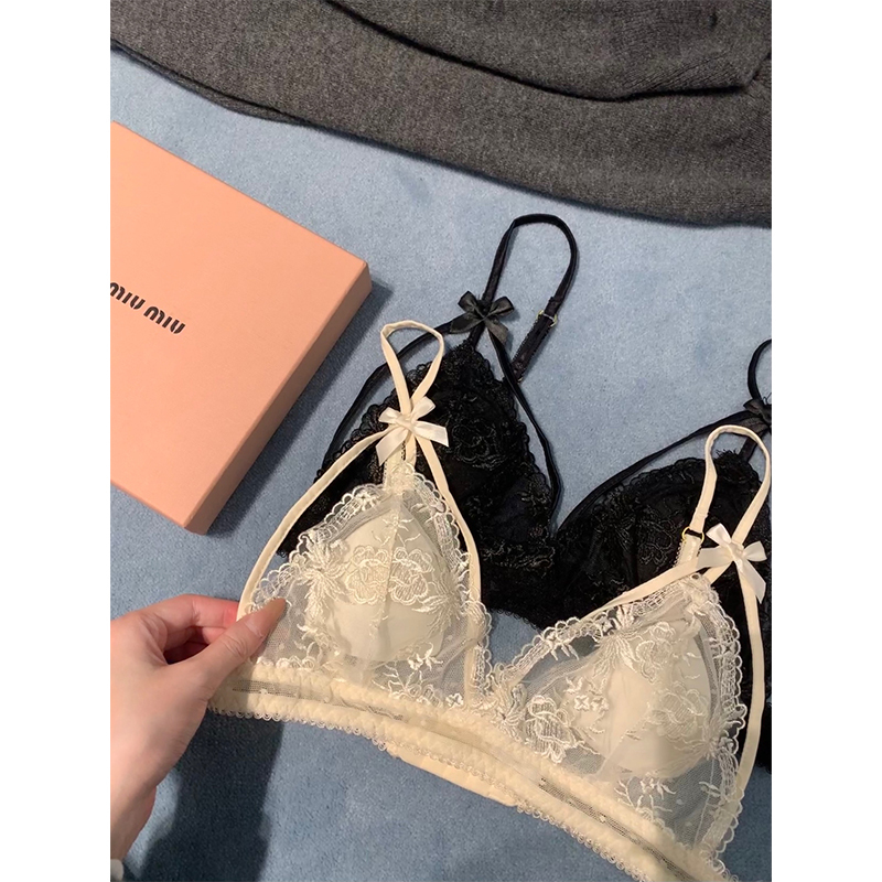 Your Lazy llan [Paris Old Dream] Sexy Lace Mesh Bow Decoration No Steel Ring Underwear Sling