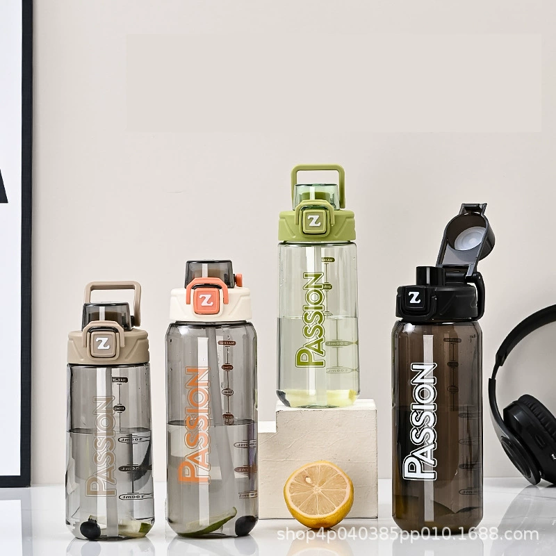 Новая простая спортивная кружка для воды, пластиковая кружка для улицы с надписью, удобная для фитнеса, большая емкость, кружка с трубочкой для питья, пластиковая кружка