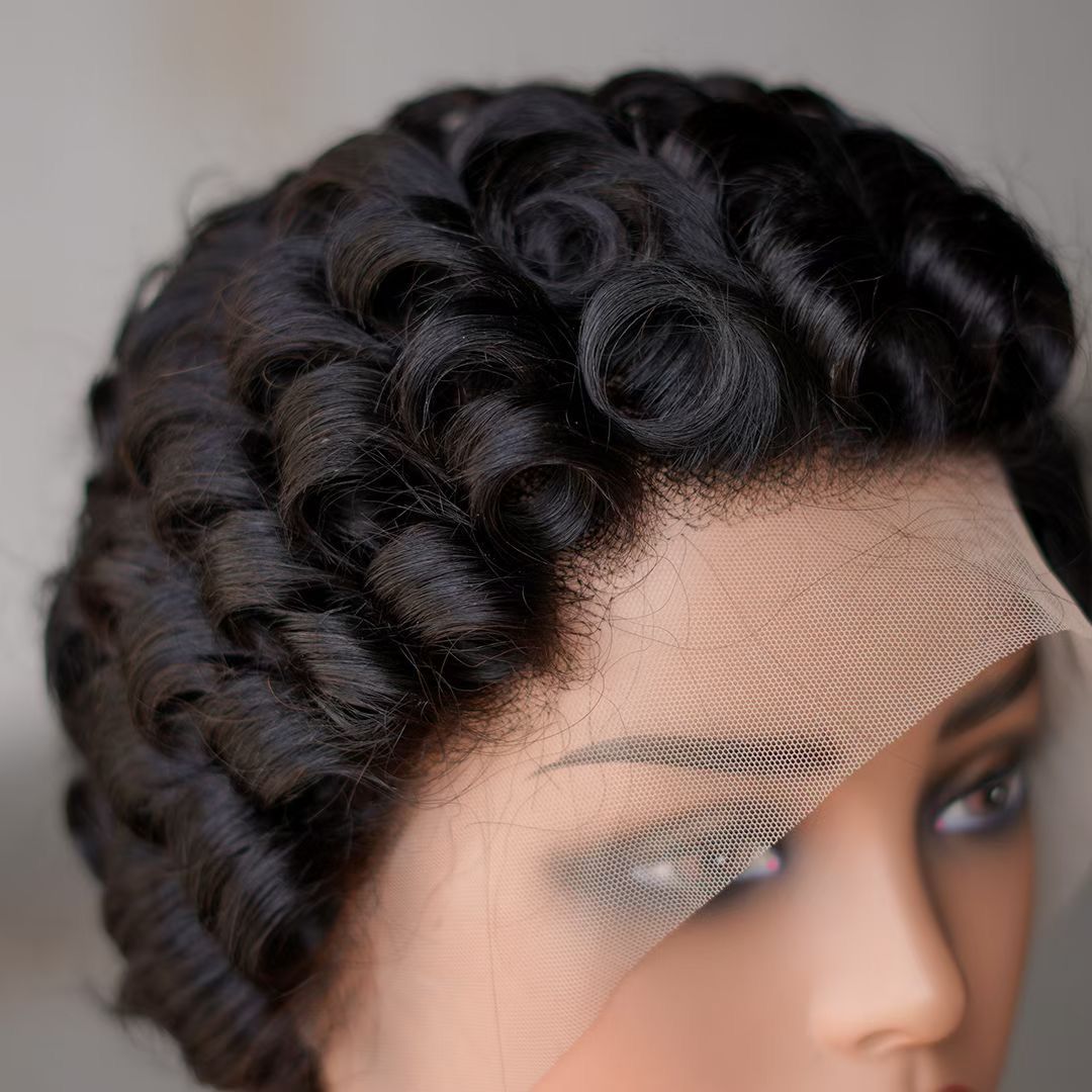 13x4 pixie curly wig para mujer cabeza completa cabello de encaje