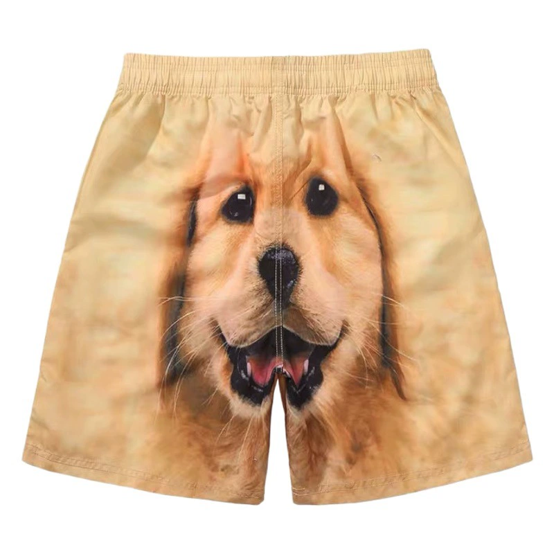 Шорты с золотыми перьями, забавные Мужские Пляжные штаны, дышащая Домашняя одежда с мультяшным принтом, модные парные шорты с собачьей головой, модные