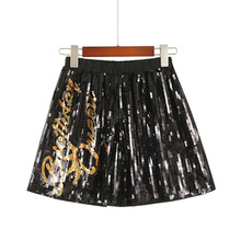 生日女皇QUEEN跨境亚马逊松紧腰亮片短裤重工阔腿辣妹钉珠性感短