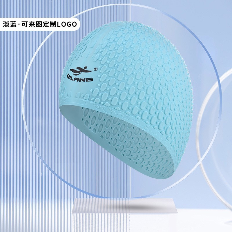 Sombrero de baño personalizado profesional unisex adulto silicona gran protector de orejas impermeable sombrero de baño fábrica de fuente