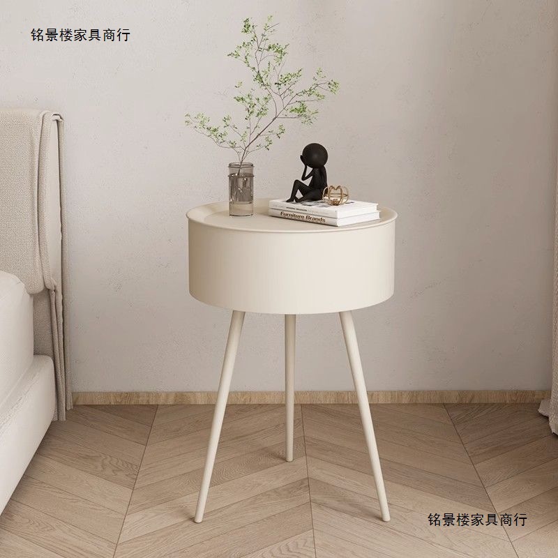 Iron Cream Style Bedside Table Modern Simple New Creative Round Alternative Bedroom Children's Small Bedside Storage Cabinet