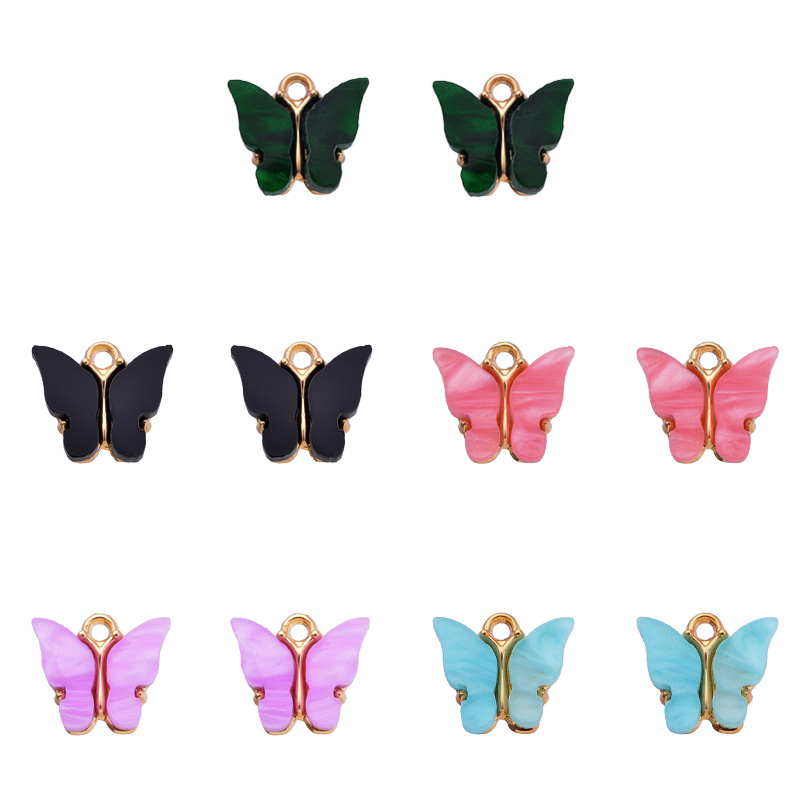 A Pack Of 30 Alloy Acrylic Colorful Butterfly Pendant DIY Jewelry Accessories Earrings Necklace display picture 14