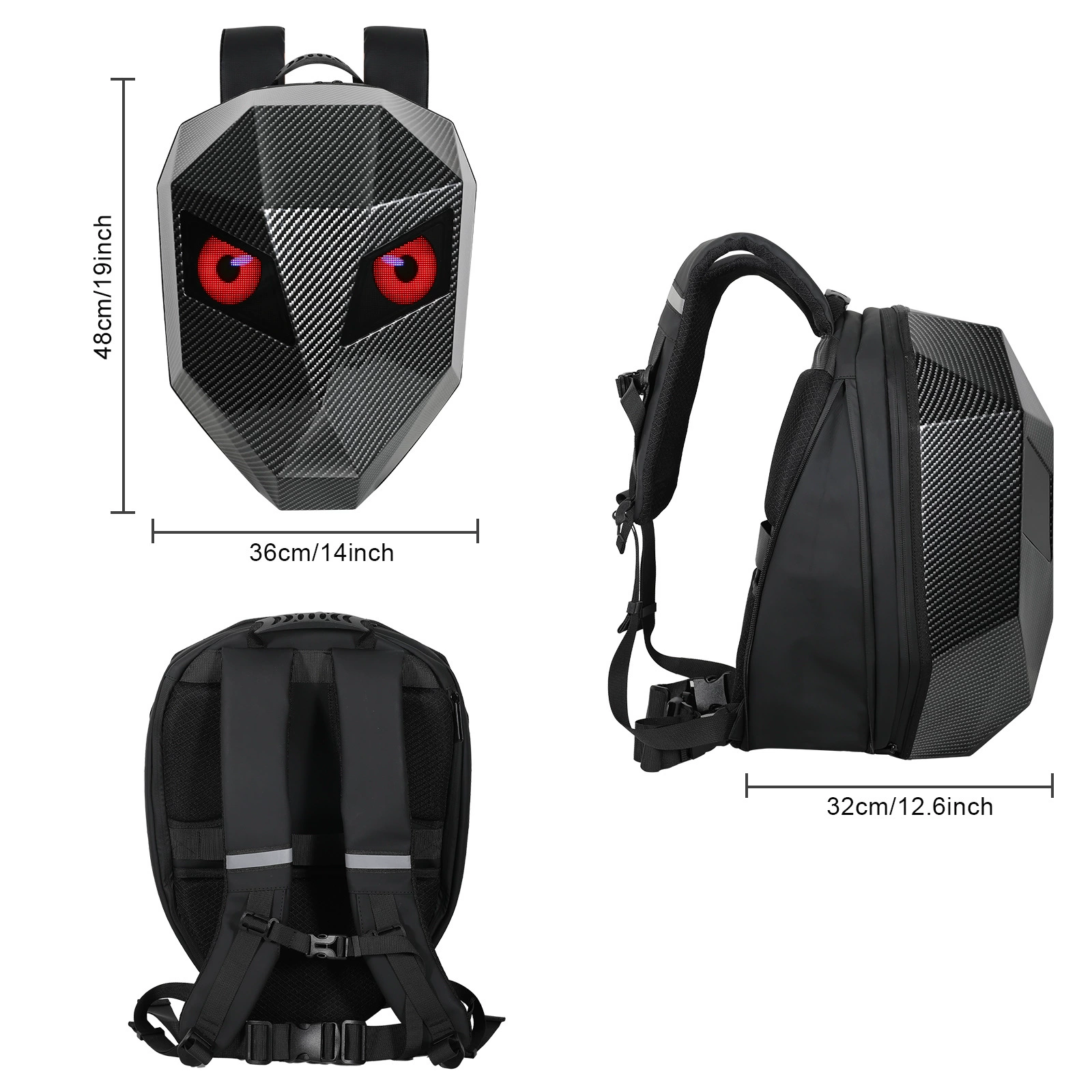 LOY Iron Man riding creative carbon stripes waterproof storage helmet Hosted expansion bag LED backpack