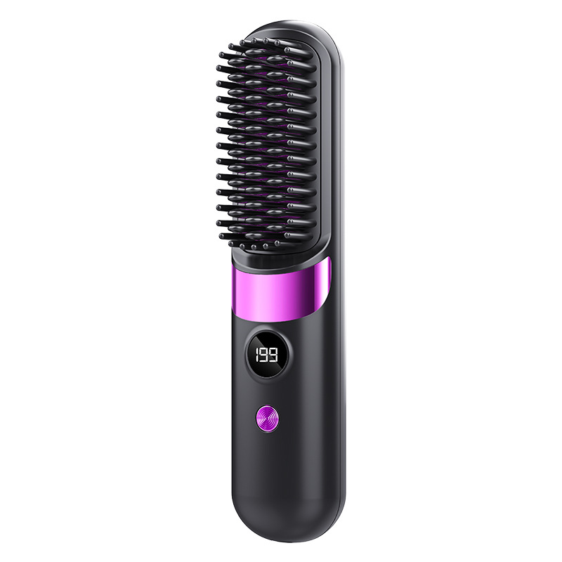 transfronterizo cristal líquido inalámbrico recto peine de cabello modelado recargable alisador de cabello portátil no dañando peine de cabello caliente fábrica al por mayor