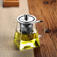 批发耐热玻璃不锈钢过滤泡茶壶可电陶炉加热方形高硼硅玻璃花茶壶