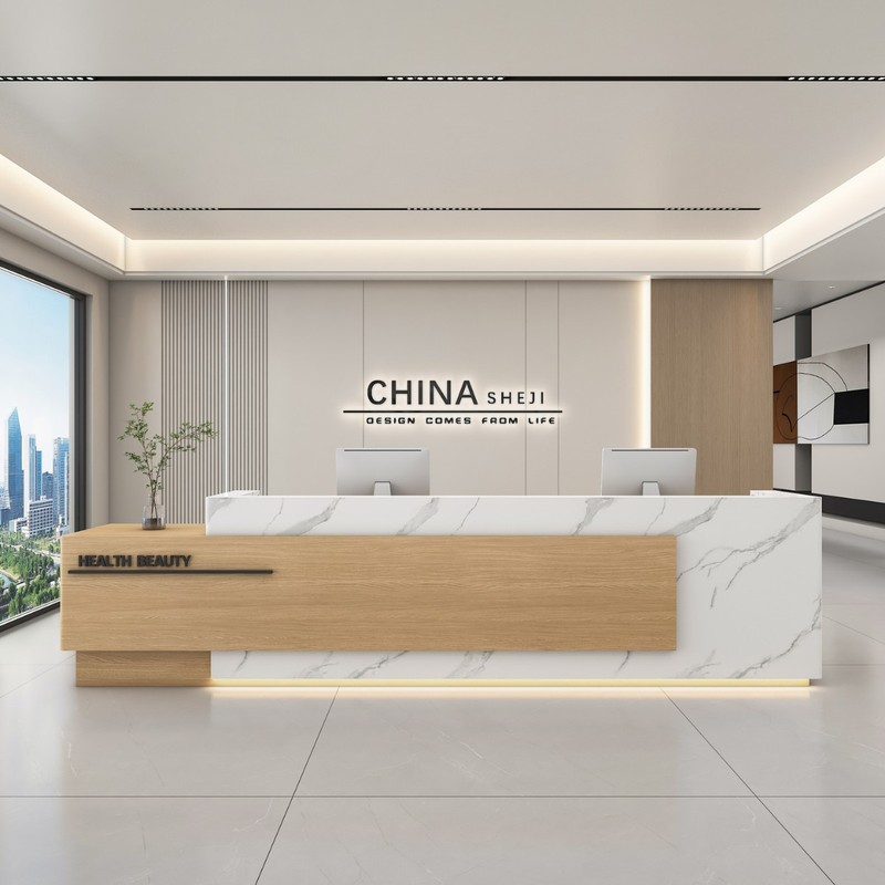 简约现代公司酒店前台接待台商铺收银台办公室艺术培训中心吧台桌|undefined