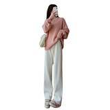 ベルベットのワイドパンツの女性は秋冬に保温して痩せているストレートパンツを厚くしている