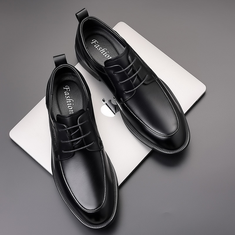 Zapatos de cuero de los hombres de la primera capa del zurriago de la primavera zapatos de los hombres ocasionales puntiagudos coreanos del negocio zapatos de los hombres del desgaste formal británico del cuero genuino image 3