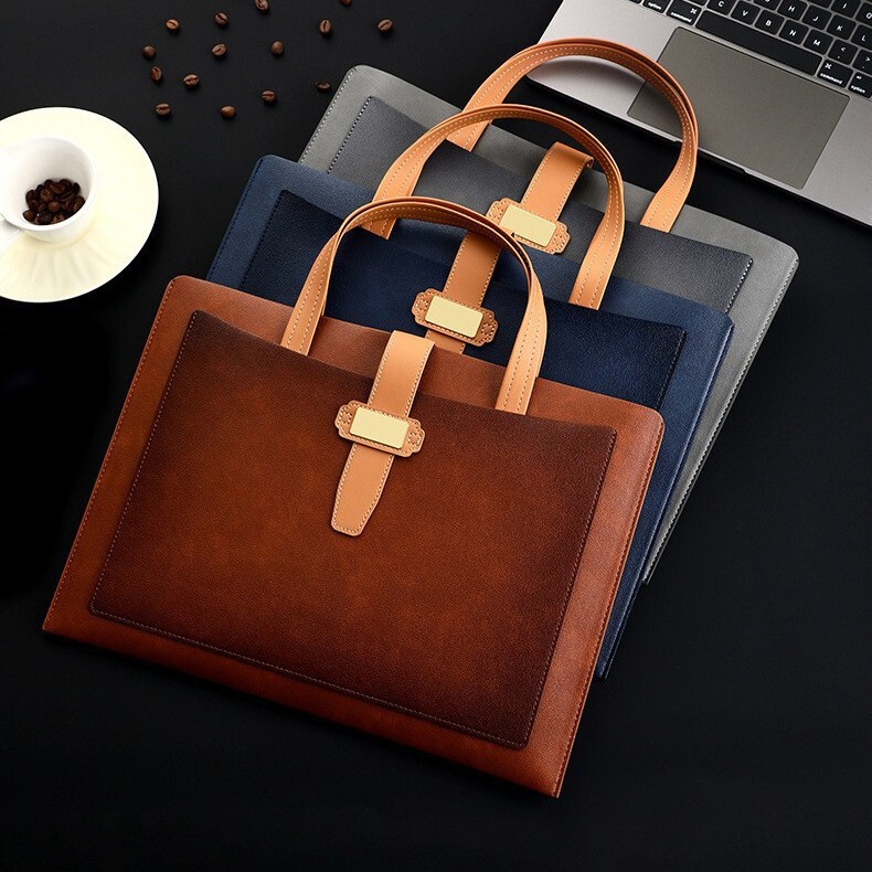 New A4 File Bag Leather Portable File Bag Waterproof Business Briefcase Contract Document Storage Bag New A4 File Bag Leather Portable File Bag Waterproof Business Briefcase Contract Document Storage Bag