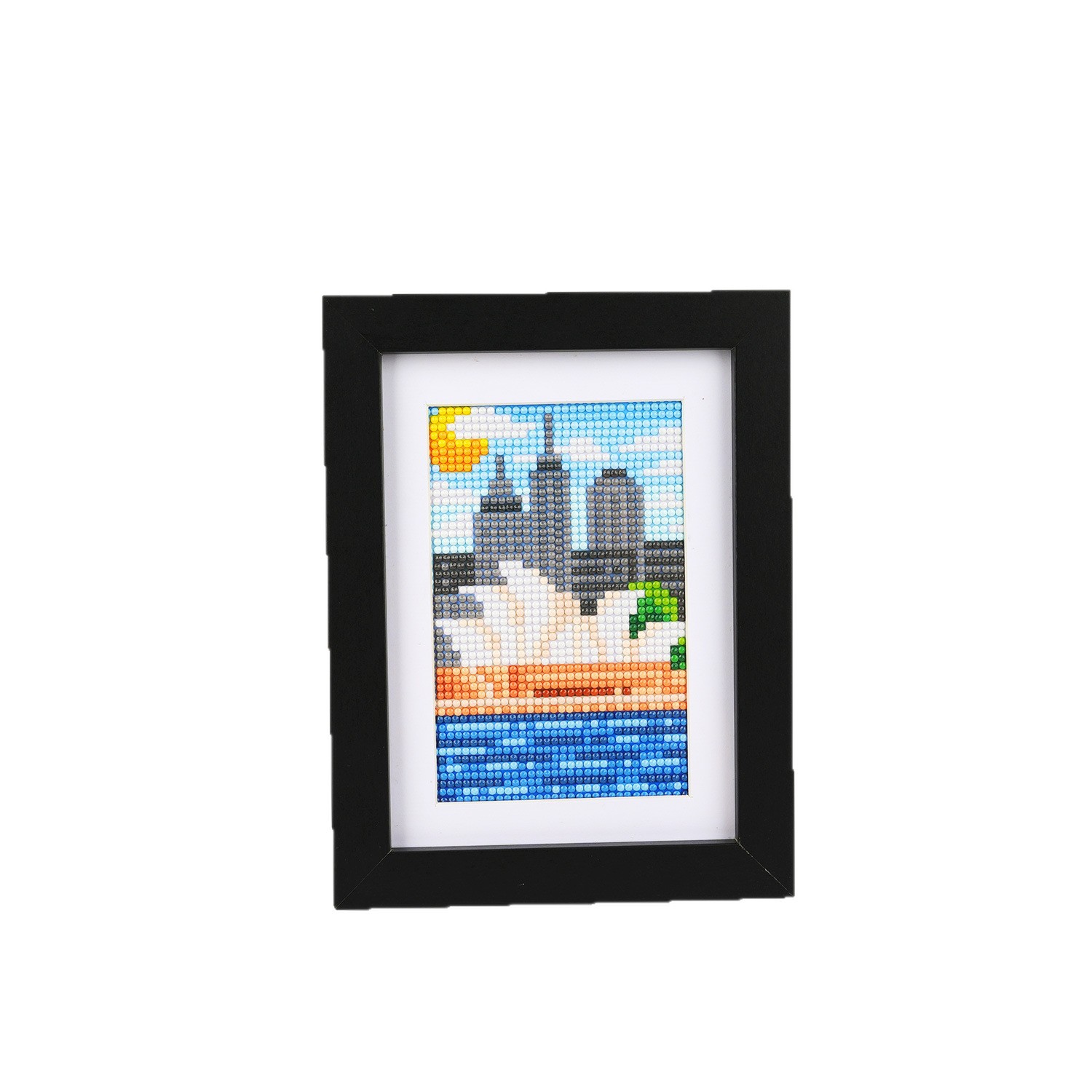 Estación independiente transfronteriza 5D pintura de diamantes 5 * 7 pulgadas sin marco de fotos edición mundial de dibujos animados digitales paisaje de píxeles