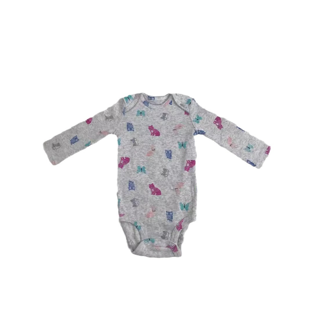 2024 가을  긴 소매 면 프린트 점프 수트  소녀 옷 귀여운 기본 코트 대외 무역 가방 방귀 옷