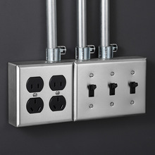 Berklin 120型工业风美式开关插座明装水泥五孔复古不锈钢二三插