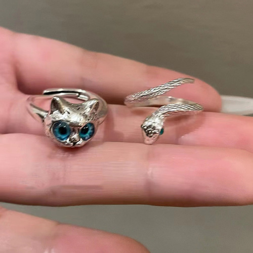 Cat Snake Ring Niche Design Fashion Personality Ring Cold Style Dark Decorative High-end Versatile Accessory