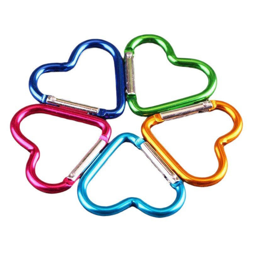 Mini mosquetón en forma de corazón, gancho pequeño para exteriores, hebilla colgante de aleación de aluminio, en forma de calabaza, venta al por mayor del fabricante.