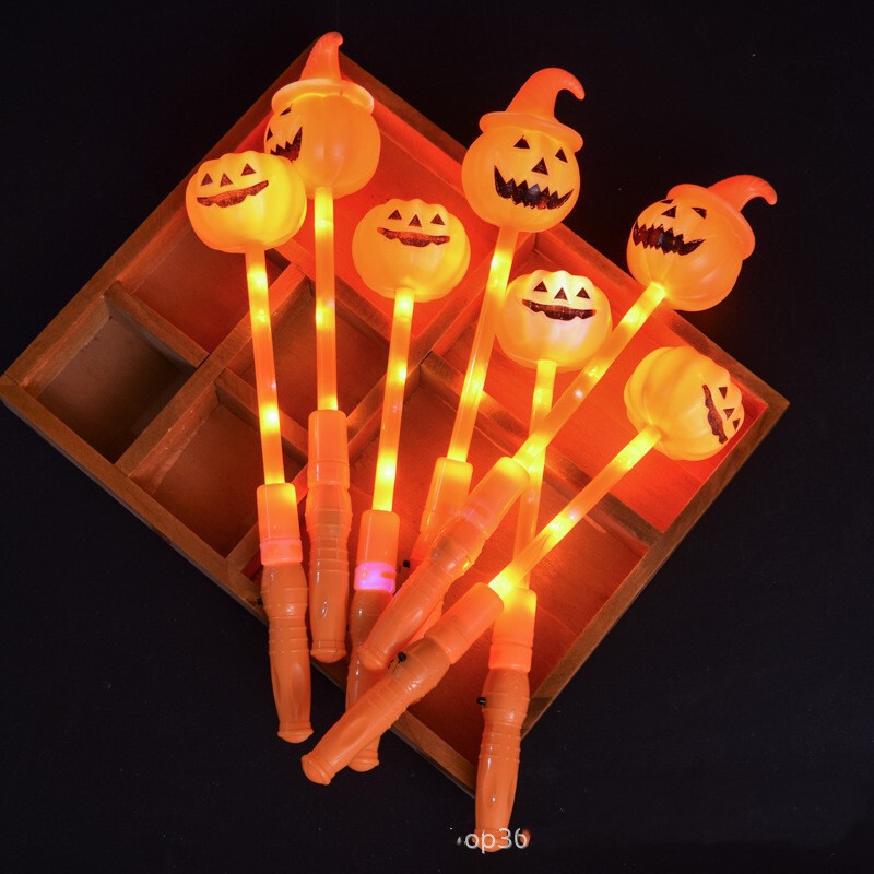 Halloween dress-up flash pumpkin ghost head glow stick ghost festival party skeleton glow stick props wholesale factory