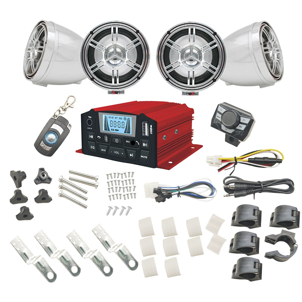 Электрическая коммерция горячая продажа противоугонная mp3 противоугонная сигнализация 4-канальная мощная мотоцикл стереосистема полностью покрыта