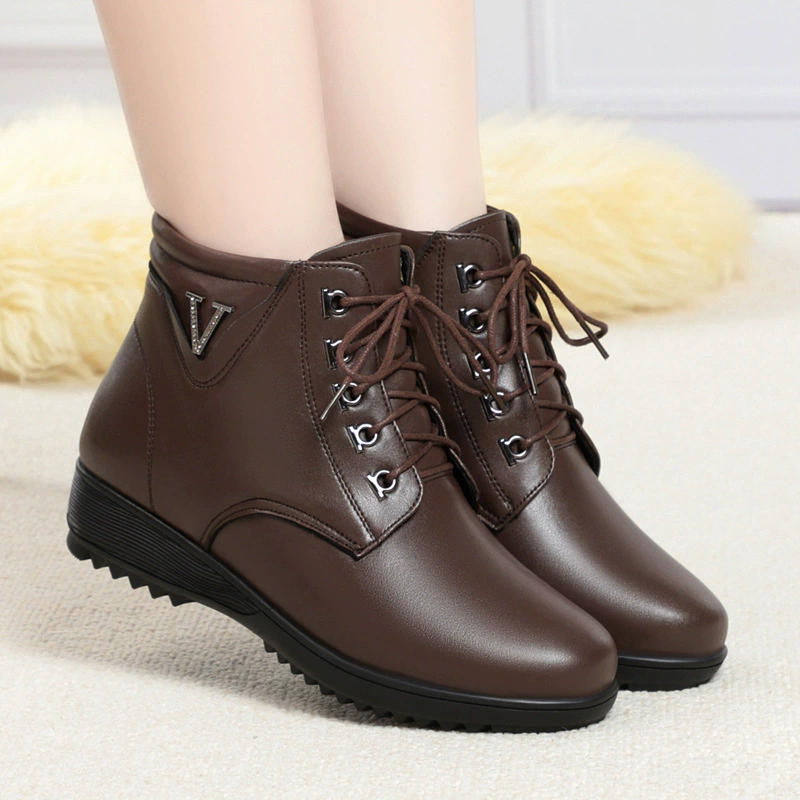 Зимние полусапожки, нескользящие металлические украшения для мамы, обувь, больших размеров