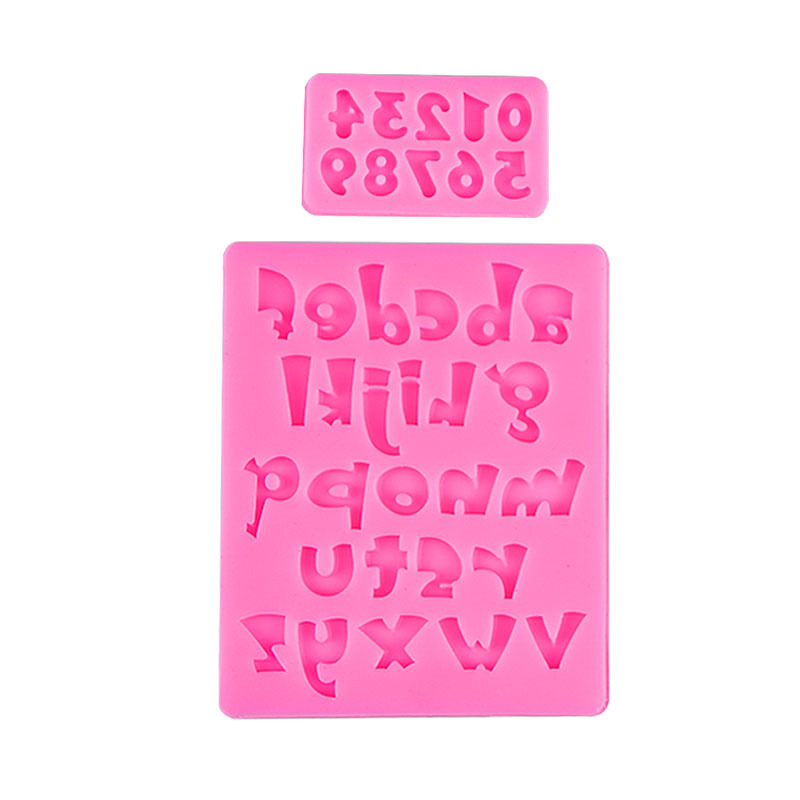 Números tamaño inglés letras fondant silicona molde DIY decoración de la torta galleta chocolate en stock lot