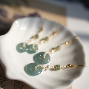 Popular spot Xuju Ping An buckle earrings palace style ear hook ancient style Hanfu accessories Chinese retro earrings women