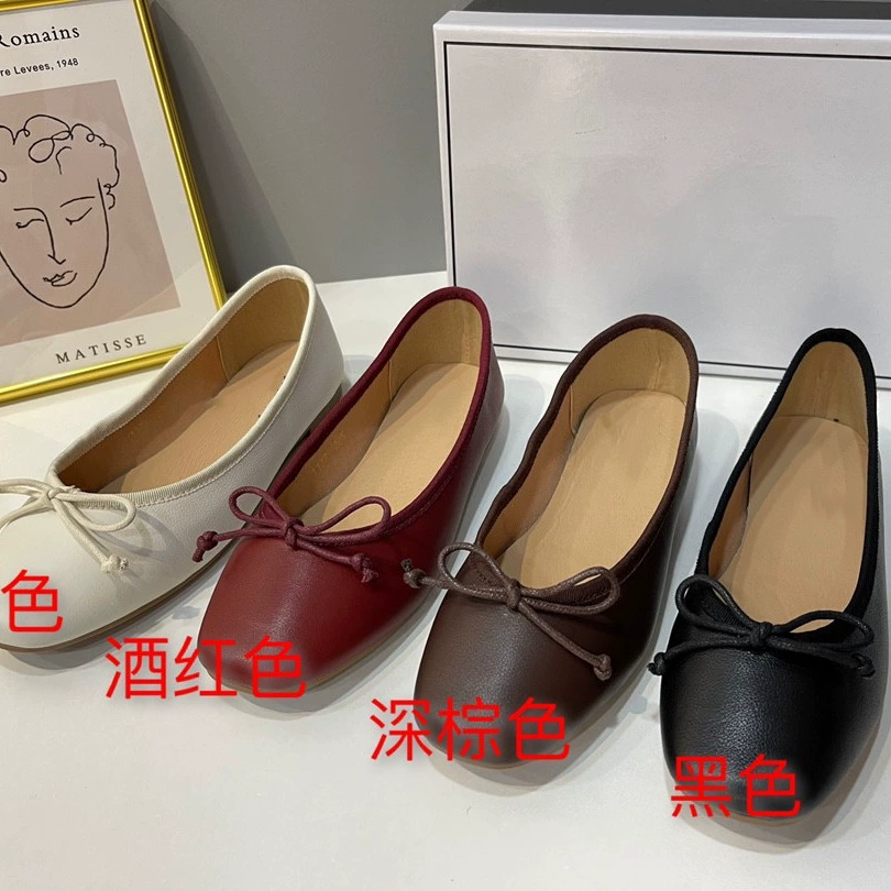 Очаровательные корейские балетки-лодочки из кожи, мягкие и удобные женские туфли на плоской подошве, универсальные женские туфли-лодочки.