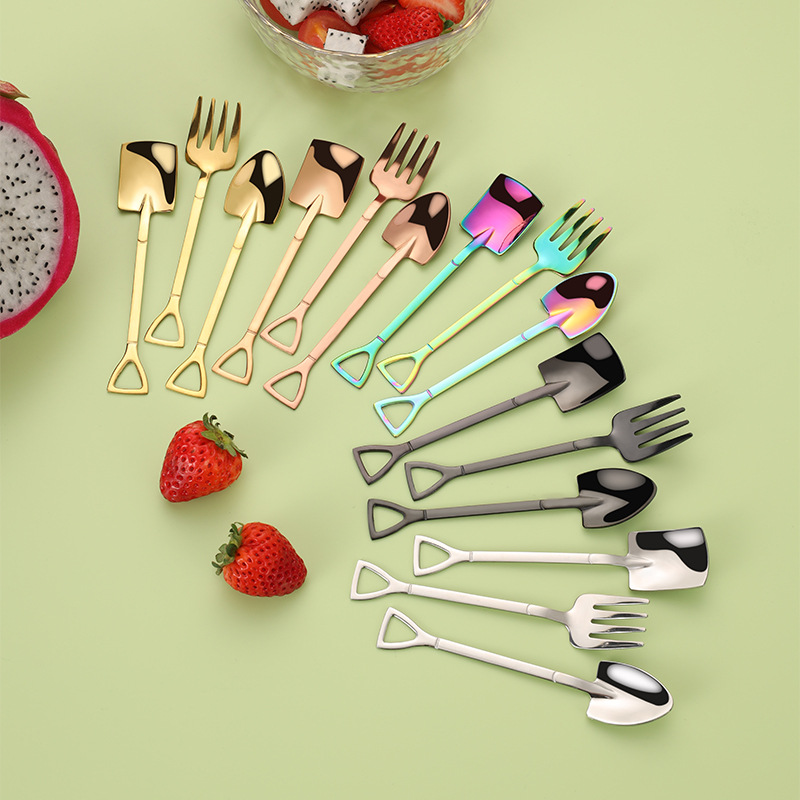 Creativo 304 de acero inoxidable sandía pala cuchara Internet celebridad mini hierro cuchara helado pala tenedor traje trabajador pala