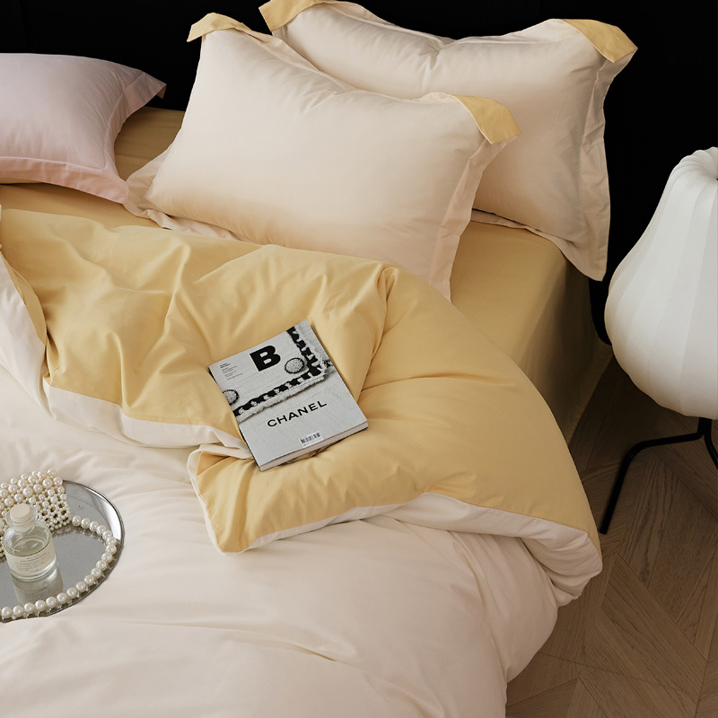 High-end 100 algodón largo molido de cuatro piezas de otoño invierno cálido cubierta de edredón de algodón puro pro-piel de algodón de tres piezas de cama gaza