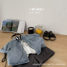 奶萌儿童衬衣80-120码2026夏款韩版洋气牛仔衬衫 梓诺9115