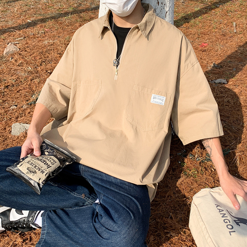 Moda coreana 2024 nuevo estilo coreano estilo de Hong Kong camiseta de manga corta para hombres solapa camisa POLO moda coreana para hombres