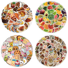 60张食物卡通贴纸水果面包点心创意手机壳手帐水杯diy装饰贴批发