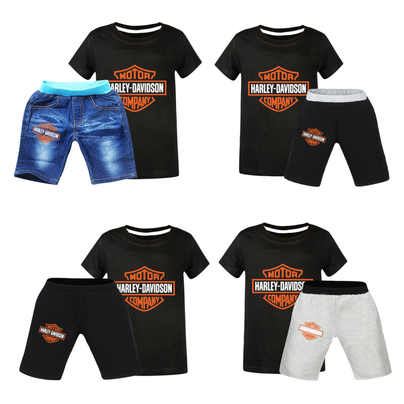 Harley Davidson Boys and Girls Summer T-Shirt and Shorts Set Denim Suit 5682 Harley Davidson Boys and Girls Summer T-Shirt and Shorts Set Denim Suit 5682