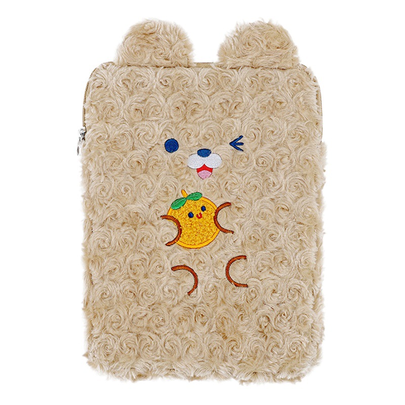 Japanese and Korean Bear 11inch iPad Bag Cute Girl Rabbit Clutch Bag Plush Tablet Storage Liner Bag