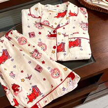 夏季可外穿新款星星熊睡衣女短袖短裤开衫套装学生宿舍家居服