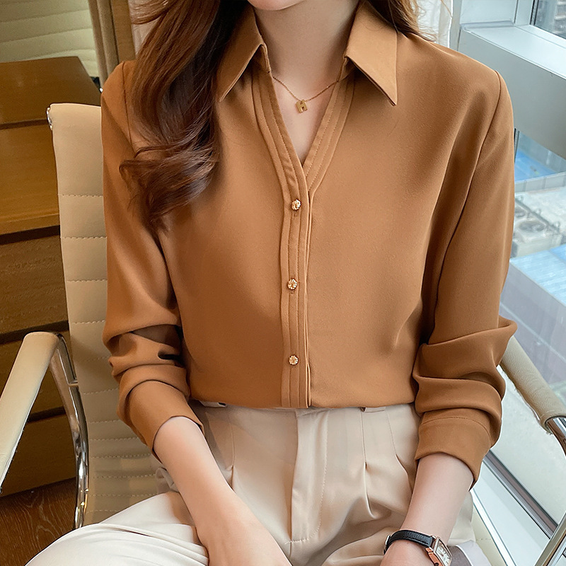 Carefully Selected Quality Satin Women's Yellow Shirt Women's Spring New Style 2025 Elegant Long-Sleeved Top Fashionable Retro