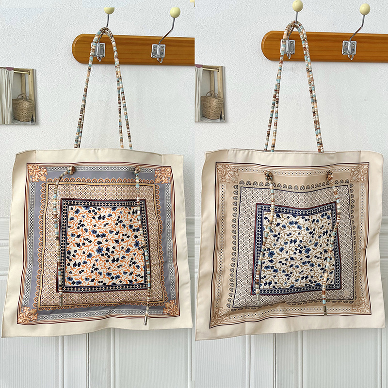 Bolso de mujer nuevo estilo de vacaciones estilo de viaje de alta capacidad impresión de doble cara bolso de hombro