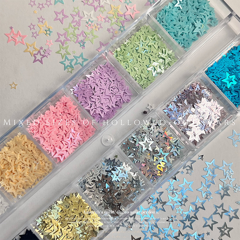 Hollow star sequin nail art accessories, popular online, ultra-thin colorful macaron pentagram DIY nail decoration Hollow star sequin nail art accessories, popular online, ultra-thin colorful macaron pentagram DIY nail decoration