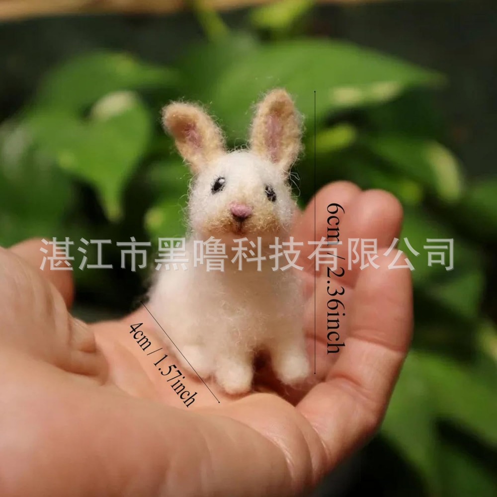 Needle Felted Baby Bunny兔子毛绒玩具羊绒毛毡玩具小兔子造型