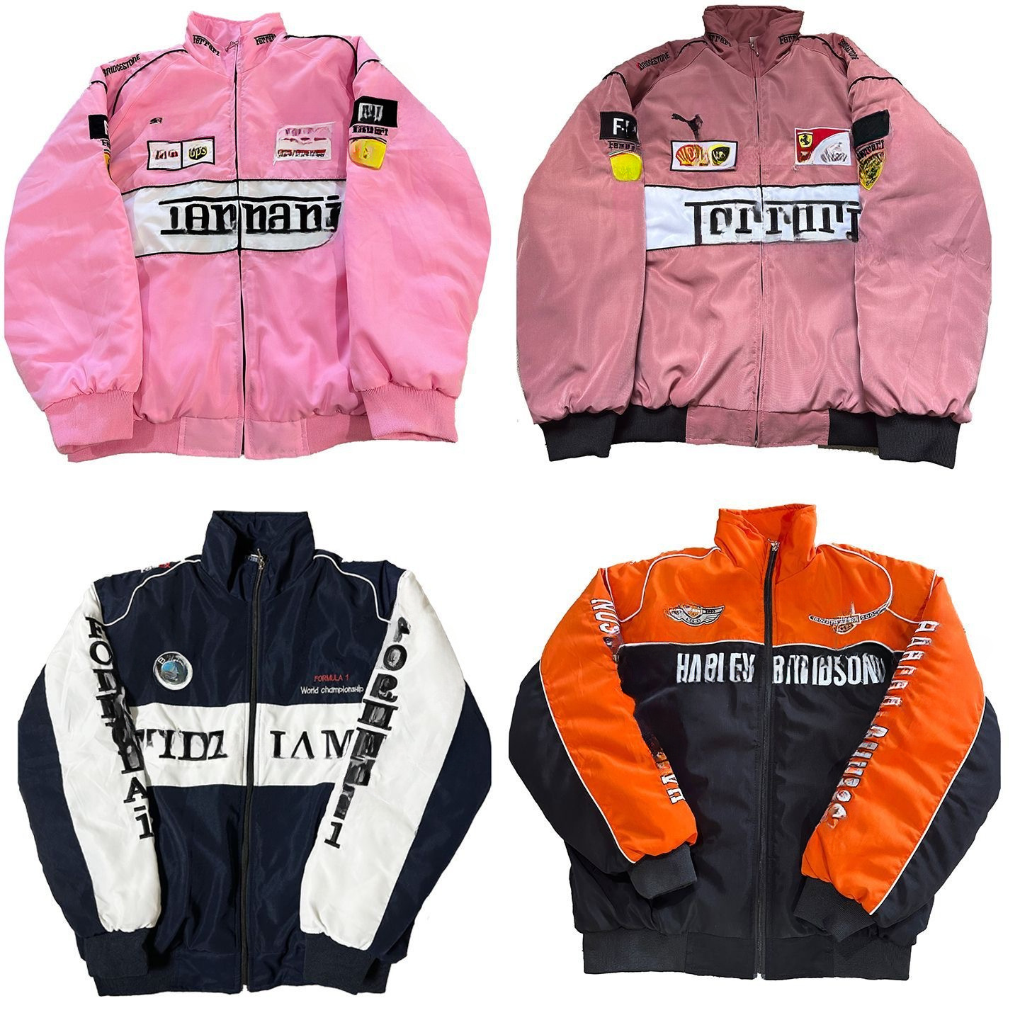Racing car, retro jacket, baseball jersey, uniform, with embroidery, style 4