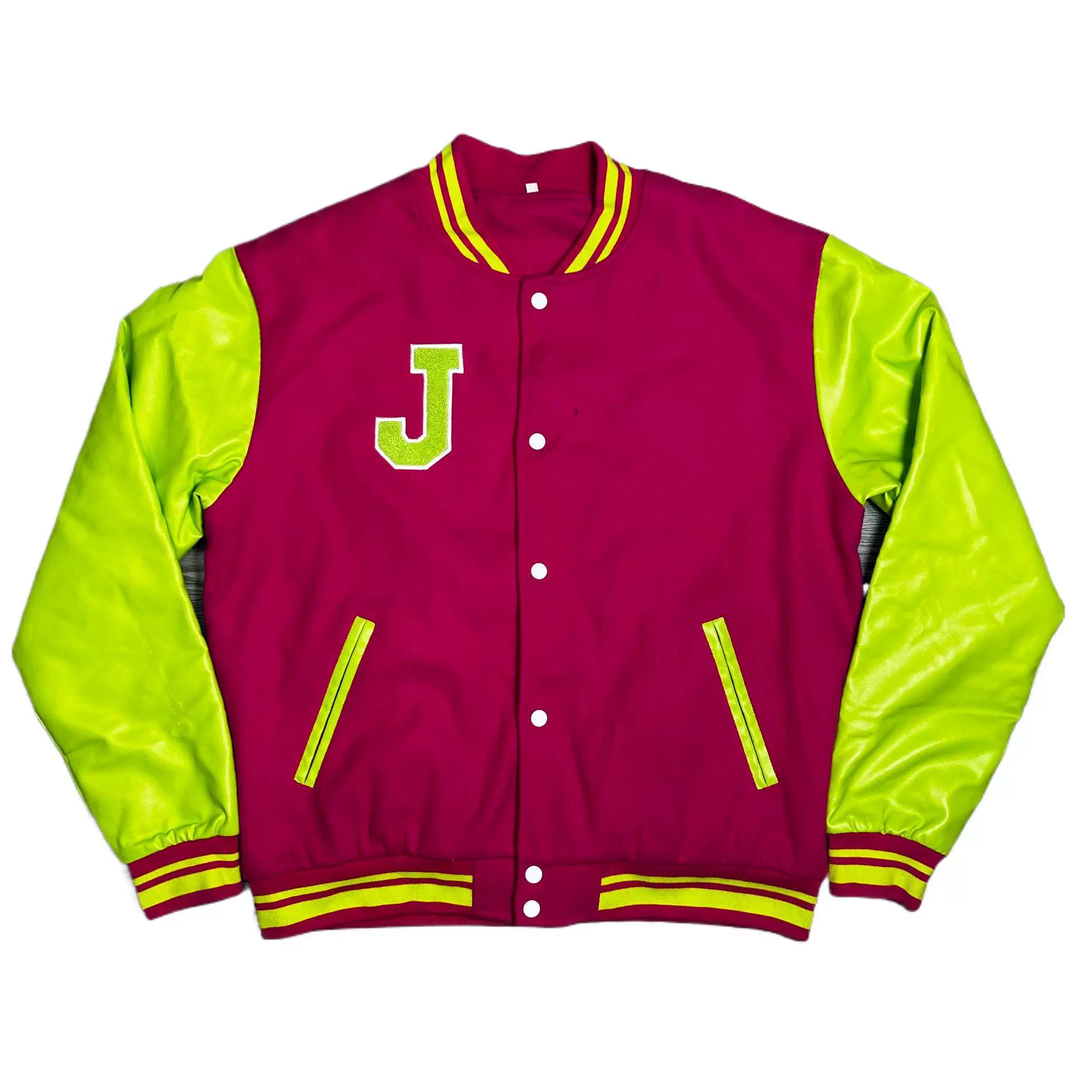 厂家定制欧美飞行员夹克男外套春秋手摇绣pu皮袖校服学生棒球服