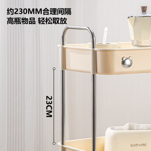 ins cream style storage trolley mobile food delivery car living room hotel high speed rail snacks fruit drink storage