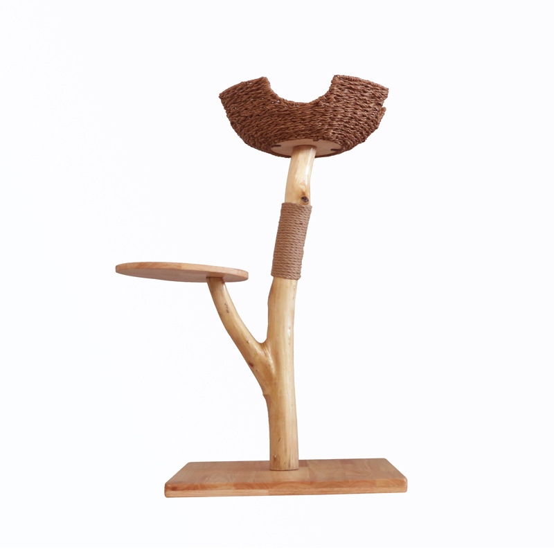 Madera maciza de doble capa gato estante espacio cápsula grande mascotas suministros gato cero tablero gato nido gato árbol escalada rack