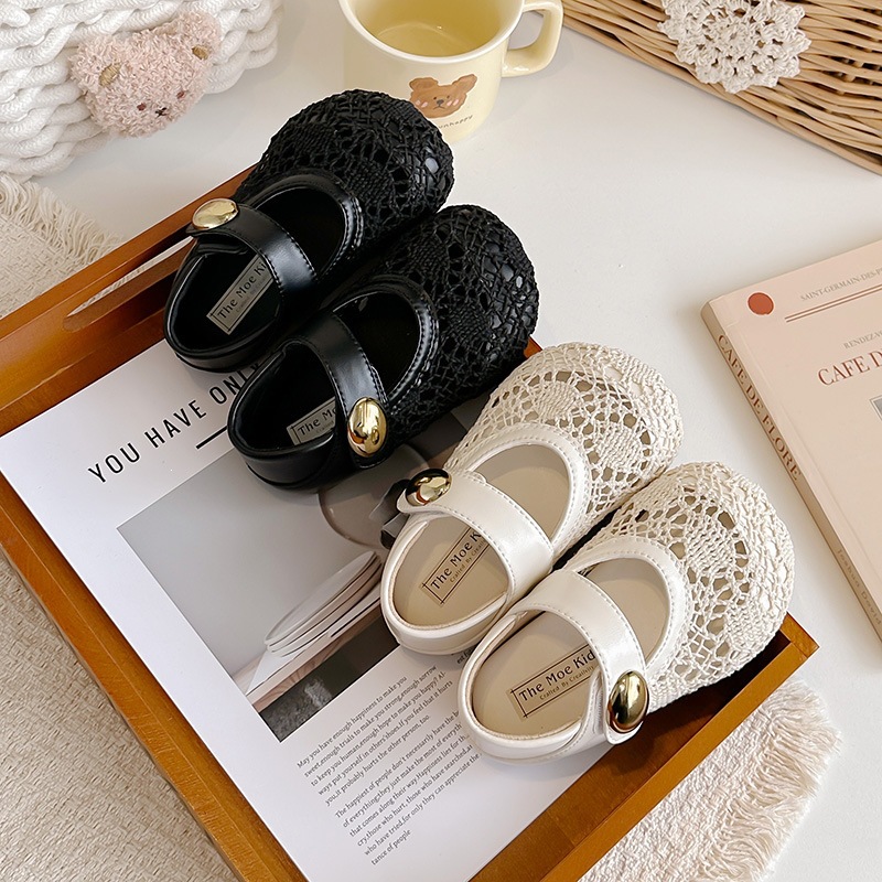 Mädchen-Ballerinas aus Spitze | Atmungsaktive Mary Janes im französischen Stil aus Mesh für Alltag und festliche Anlässe_voghion.com