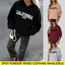 秋冬女装新款欧美卫衣跨境字母印花连帽衫外套女秋冬季连帽卫衣