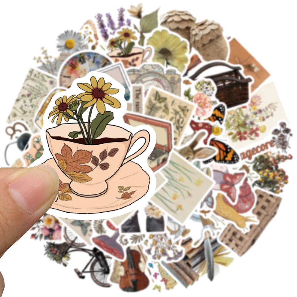 50 estilo retro objetos antiguos pegatinas de graffiti equipaje portátil guitarra impermeable nostálgico pegatinas al por mayor